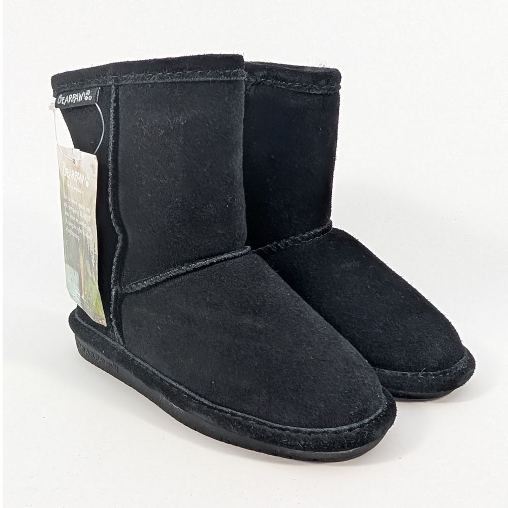 Bearpaw Kids Black Suede Winter Boots Warm Comfortable Classic - Picture 2 of 6